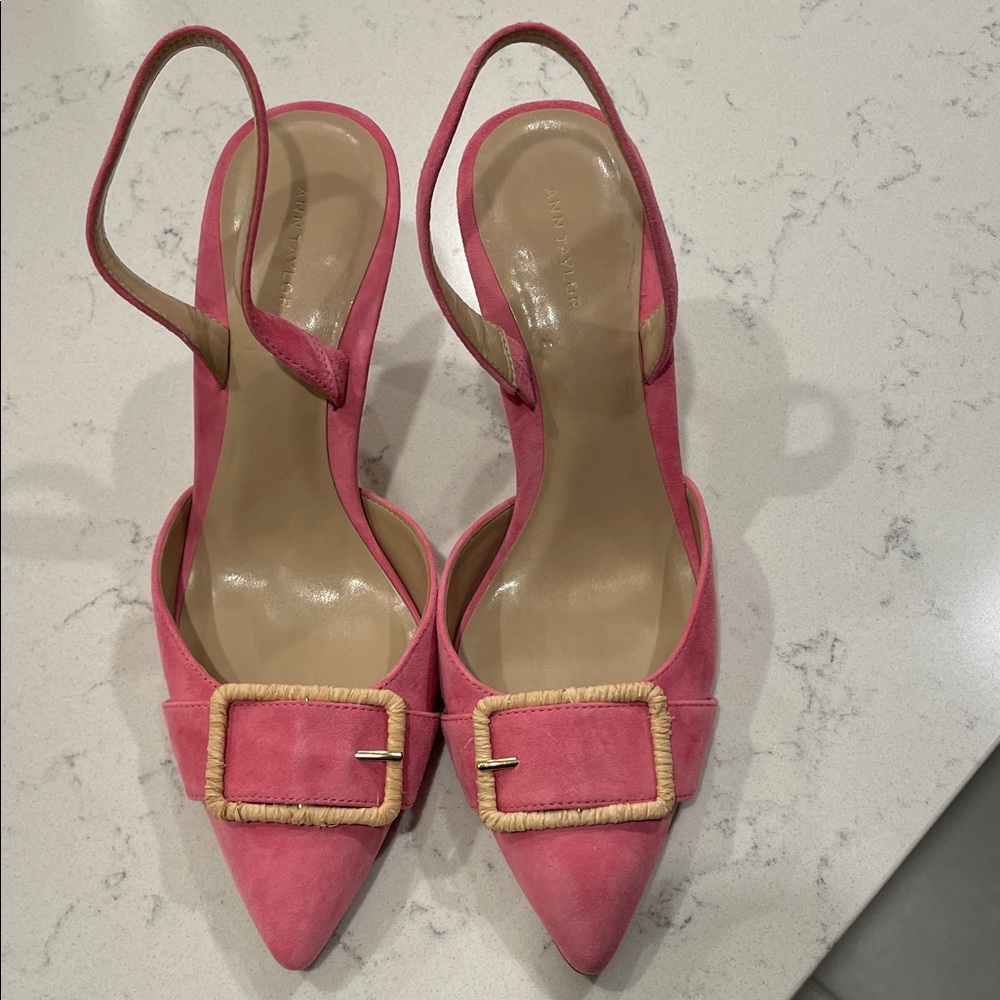 Ann Taylor Pink Slingback Heels with Buckle